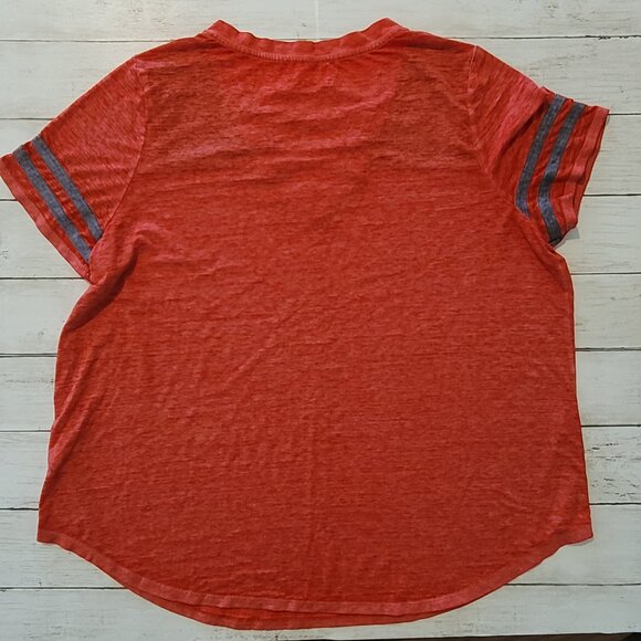 NWOT Maurices 24/7 Baseball T Shirt Red Grey Striped Short Sleeve Womens Size XL - Picture 4 of 5
